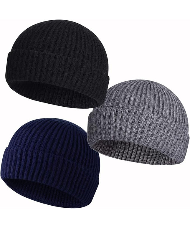 50% Wool Warm Cuffed Swag Knit Short Fisherman Beanie for Men Women Winter Hats Trawler Skull Cap