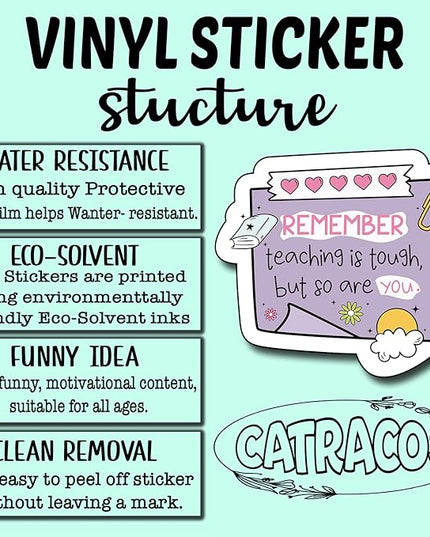 (3Pcs) Reminder Teaching is Tough But So are You Sticker, Teacher Sticker Decorate Books Laptop Phone Water Bottles Kindles Stickers Tumbler Waterproof Vinyl Decorate Sticker 3" Inch