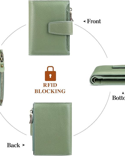 FALAN MULE Small Wallet for Women Leather Bifold Compact RFID Blocking Small Womens Wallet Purse
