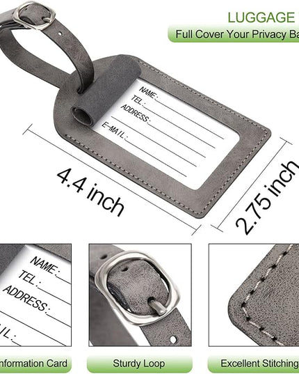 Passport Holder With Luggage Tag Cover Wallet RFID Blocking Leather Case Travel Essentials Accessories Travel Must Have(114#Grey)
