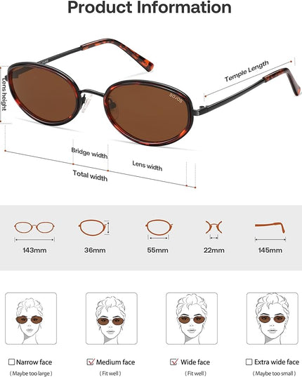 SOJOS Trendy Oval Polarized Sunglasses for Women Men, 80s 90s Chic Retro Vintage Sunnies SJ1248