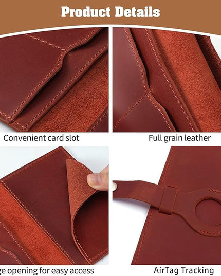 Jack&Chris Genuine Leather Passport Holder For Travel, RFID Blocking Handmade Passport Holder with Card Case Organized & Safe, Quality Travel Essentials for Women and Men for Gifting, Red