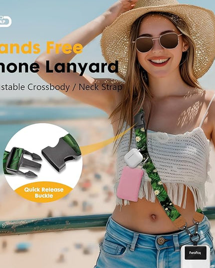 Phone Lanyard Crossbody, Black Cat Leaf Cell Phone Strap for Around The Neck Adjustable, Anti Theft Cute Lanyard for iPhone Case ID Holder Keys Accessories Travel Essential