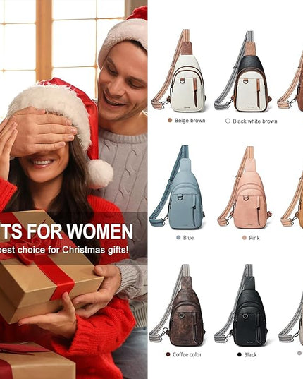 7L Sling Bag for Women Men Leather Small Sling Backpack Daypack Anti Theft Fanny Pack Crossbody Purse Travel