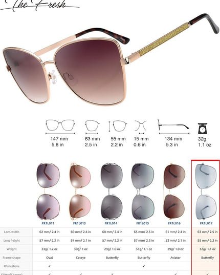 The Fresh Classic Crystal Elegant Women Beauty Design Sunglasses Gift Box