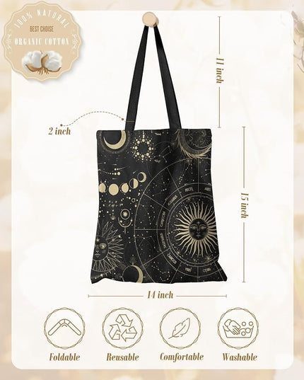 Aesthetic Canvas Tote Bag - Reusable Shoulder Tote Bag for Women Lady Casual Vacation, Shopping, Work, Gym