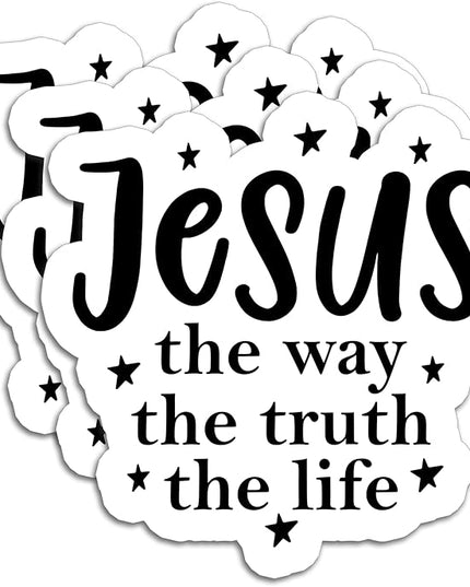 (3Pcs) Jesus The Way The Truth The Life Sticker – Inspirational Christian Waterproof Vinyl Decals for Water Bottle Scrapbook Laptop Phone Tumbler, 3" x 3"