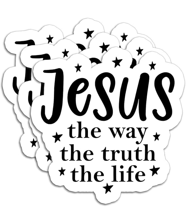 (3Pcs) Jesus The Way The Truth The Life Sticker – Inspirational Christian Waterproof Vinyl Decals for Water Bottle Scrapbook Laptop Phone Tumbler, 3" x 3"