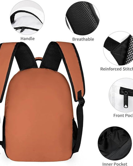 Fashion Terracotta Backpack Lightweight Large Capacity Laptop Daybag for Travel Work