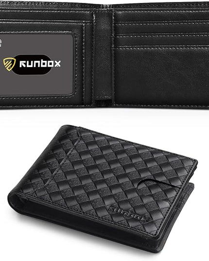 RUNBOX Wallet for Men Slim 11 Credit Card Holder Slots Leather RFID Blocking Small Thin Men's Wallet Bifold Minimalist Front Pocket Large Capacity Gift Box