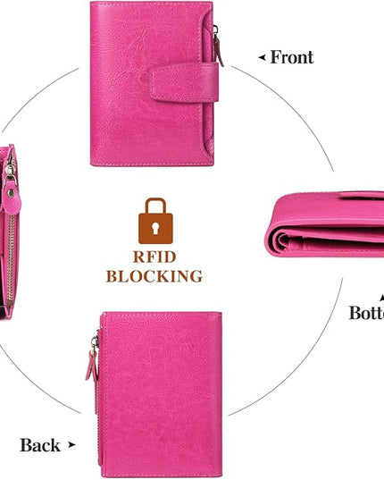 FALAN MULE Small Wallet for Women Leather Bifold Compact RFID Blocking Small Womens Wallet Purse