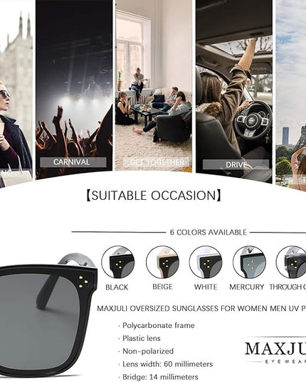 MAXJULI Oversized Sunglasses for Women Men UV Protection 8056