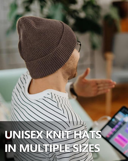 Zylioo Oversize Beanie Hats, XXL Big Size Ribbed Knit Cuffed Winter Hat for Cold Weather, Warm Skull Watch Cap