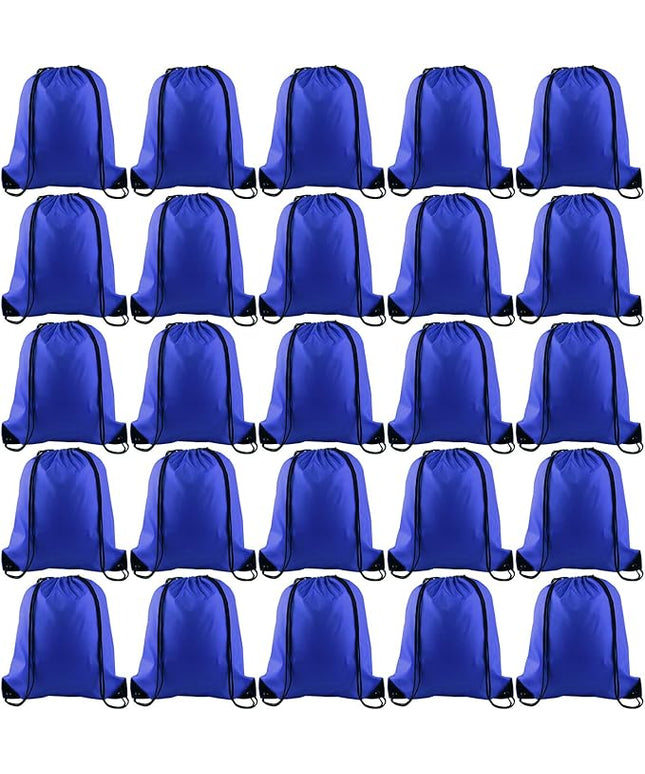 KUUQA 25Pcs Drawstring Backpack Bags String Backpack Sport Bag Sack Cinch Tote Gym Backpack Bulk for Gym Sport Traveling,Royal Blue
