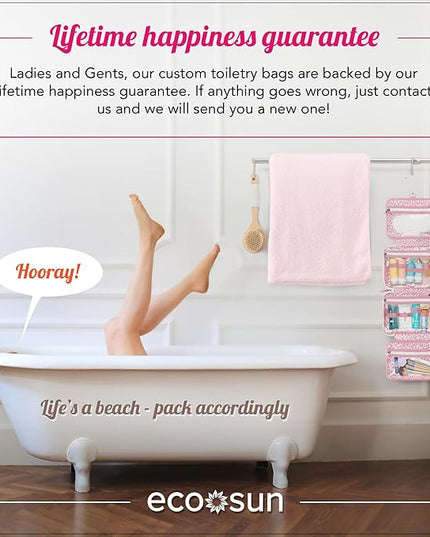 Eco Sun Hanging Travel Toiletry Bag — Designed in Hawaii — Water-resistant Travel Organizer for Bathroom Accessories