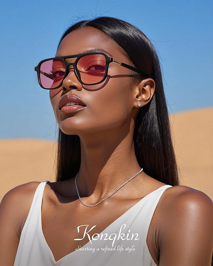 Retro Aviator Sunglasses for Women Men:Polarized Trendy Vintage 70s Rectangle Womens Shades Sun Glasses UV Protection