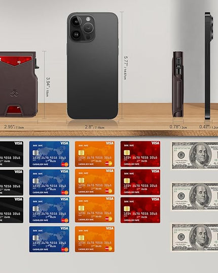 Wallet for Men Wallet with Slim Pop Up Card Holder 9-13 Cards, Bifold Minimalist Smart Wallet RFID Blocking Credit Card Holder with ID Window & Stretchable Cash Slot
