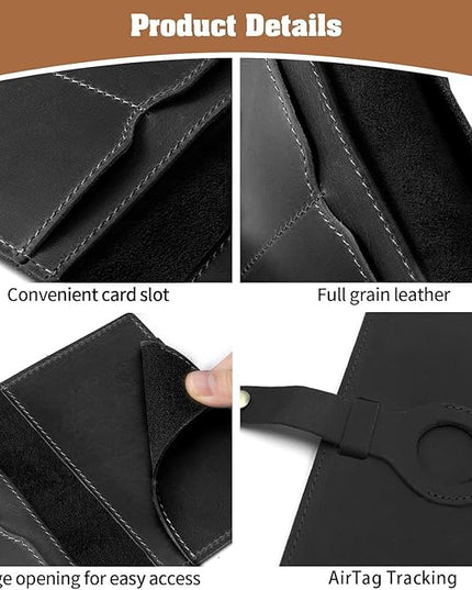Jack&Chris Genuine Leather Passport Holder For Travel, RFID Blocking Handmade Passport Holder with Card Case Organized & Safe, Quality Travel Essentials for Women and Men for Gifting, Black