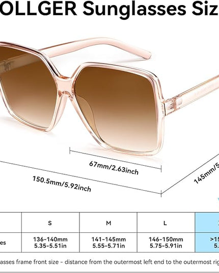 Dollger Oversized Square Sunglasses for Women Big Large Wide Fashion Shades for Men UV Protection Unisex