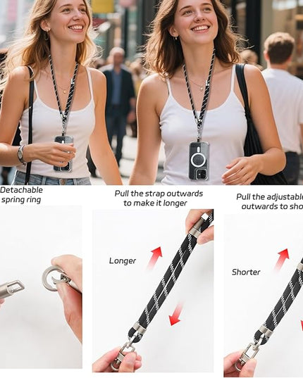 3-in-1 Adjustable Phone Lanyard Crossbody Cell Phone Neck Strap Universal Mobile Wrist Lanyard