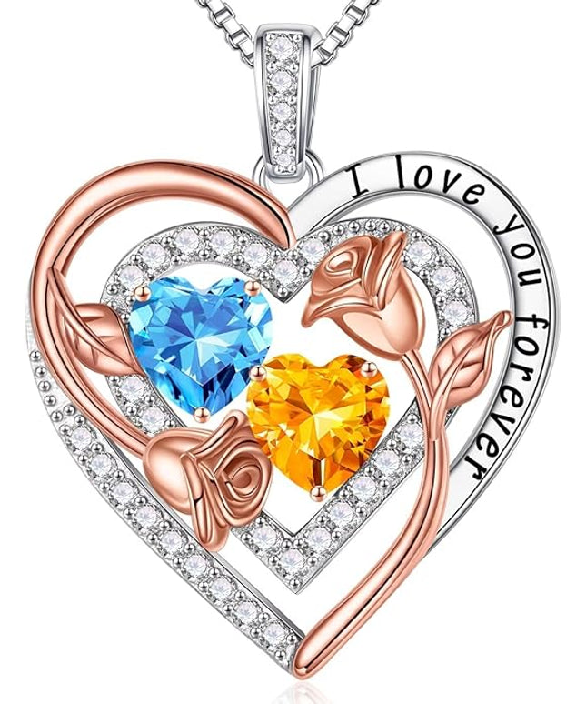 Iefil Christmas Gifts for Women - Sterling Silver Birthstone Necklace Anniversary Birthday Gifts for Her Wife Mom Daughter