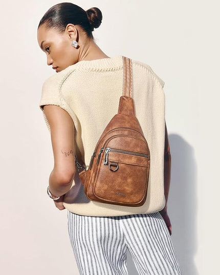 7L Sling Bag for Women Men Vegan Leather Crossbody Bags Fanny Pack Purse Backpack Over Shoulder Bag Travel Anti Theft