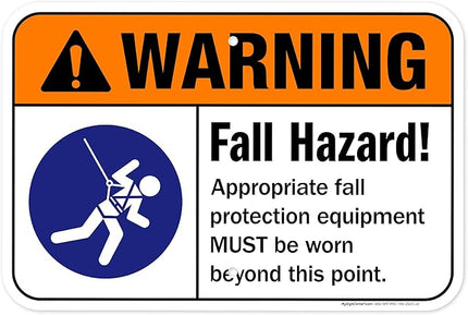 Warning Fall Hazard Appropriate Fall Protection Equipment Sign, 12x18 Inches, Rust Free .063 Aluminum, Fade Resistant, Made in USA by My Sign Center