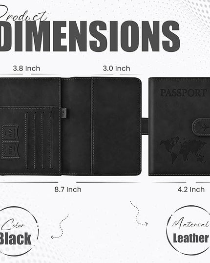 Passport Holder for Travel Essentials, Passport Wallet Cover Case for Travel Must Haves Accessories,Passport Book Holders for Women and Men BLACK (BLACK)