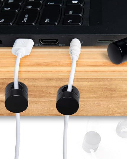 3 Sets Charger Holders for Cords, Matte Black Color Adjustable Cable Anchor Holders, Adhesive Metal Cord Clips, Cable Management Wire Organizers for Desk, Office, Nightstand