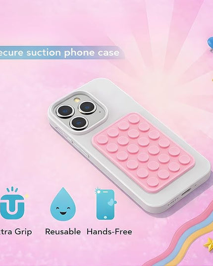 Suction Phone Case Mount, Phone Sticky Grip for iPhone and Android, Adhesive Phone Accessory, Hands-Free Mirror Shower Phone Holder for Videos and Selfies (Chalk Pink)
