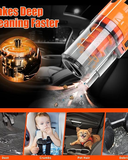 Viewsun Car Cleaning Kit, Orange 17pcs Car Interior Detailing Kit with High Power Handheld Vacuum, Detailing Brush Set, Windshield Cleaner, Cleaning Gel, Complete Auto Accessories for Women Men Teens