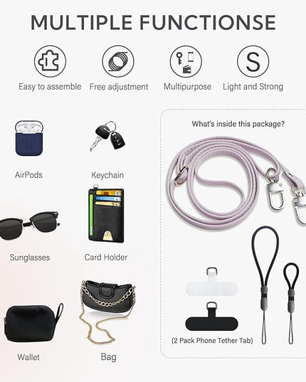 BFSD·DM Phone Crossbody Strap, Universal Crossbody Patch Phone Lanyards,Phone Lanyards for Around The Neck,Phone Strap,Compatible with Most Smartphones(Purple)