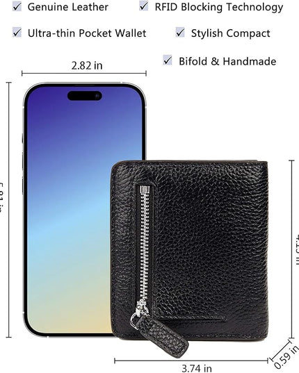 AINIMOER Small Leather Wallet for Women, Ladies Credit Card Holder RFID Blocking Women's Mini Bifold Pocket Purse