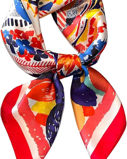 kcctoo 27.5" Mulberry Silk Feeling Head Scarf Women's Fashion Square Neck Satin Scarfs for Bag Hair Scarves Gift