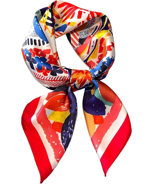 kcctoo 27.5" Mulberry Silk Feeling Head Scarf Women's Fashion Square Neck Satin Scarfs for Bag Hair Scarves Gift