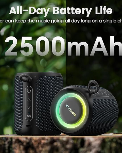 Bluetooth Speaker Wireless,IP67 Waterproof & Dustproof Portable Speaker with Lights,15W Loud Stereo Sound, 2500mAh Battery All Day Playtime, TWS Pairing, BT5.3, Home/Party/Outdoor/Beach (Blue Black)