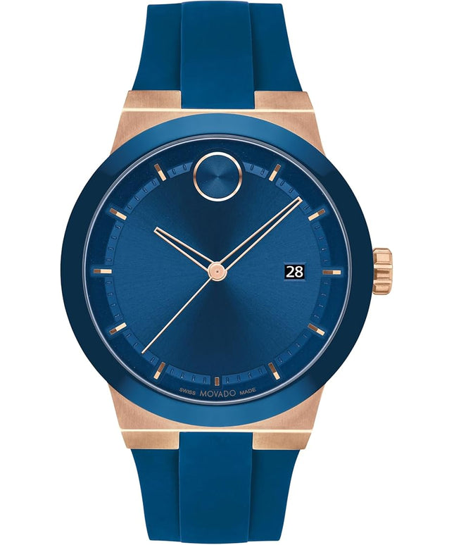 Movado Bold Fusion Men's Luxury Quartz Watch - Swiss Movement, Silicone Strap, Water Resistance 50 Meters (5ATM) - Classic Timepiece - Gift for Him - 42mm