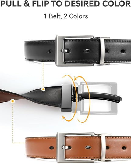 CHAOREN Reversible Belt Men 1 Piece - 1.25" Leather Dress Belt - Trim to Fit for Elegant Style