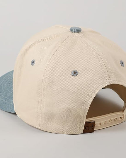 MIRMARU Two-Tone Vintage Canvas Trucker Hats for Men & Women, Adjustable Size Baseball Caps with Trendy Embroidered Design