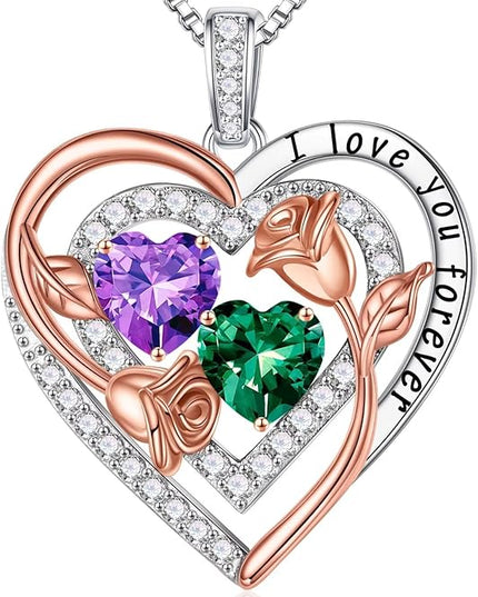 Iefil Christmas Gifts for Women - Sterling Silver Birthstone Necklace Anniversary Birthday Gifts for Her Wife Mom Daughter