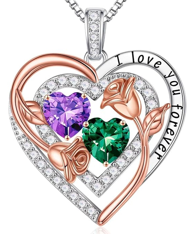 Iefil Christmas Gifts for Women - Sterling Silver Birthstone Necklace Anniversary Birthday Gifts for Her Wife Mom Daughter