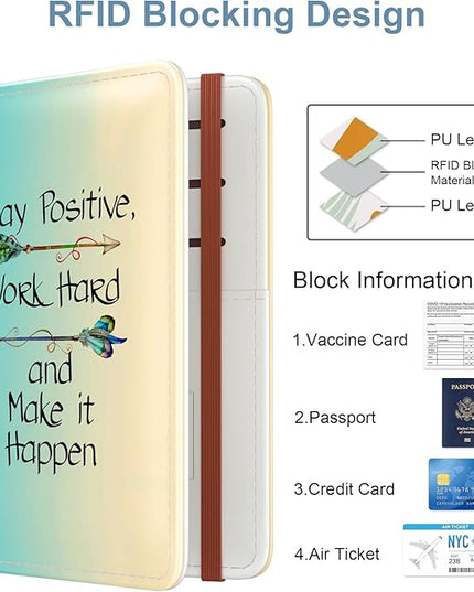 Passport Holder for Travel Essentials, Passport Wallet Cover Case for Travel Must Haves Accessories, Passport Book Holders for Women and Men, Work Hard