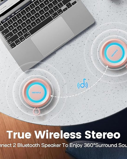 Bluetooth Speaker Wireless,IP67 Waterproof & Dustproof Portable Speaker with Lights,15W Loud Stereo Sound, 2500mAh Battery All Day Playtime, TWS Pairing, BT5.3, Home/Party/Outdoor/Beach (Pink)