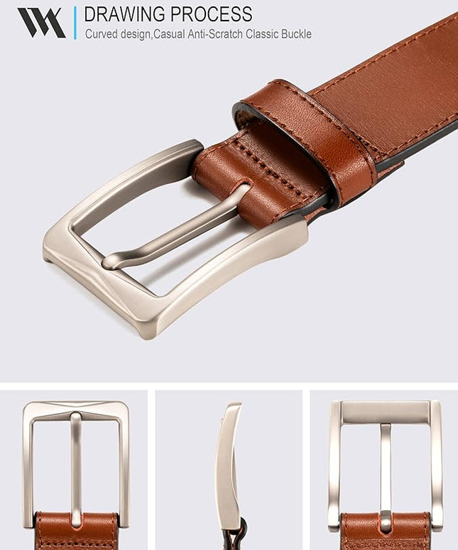 WOLFANT Men's 35mm Dress Casual Belt,100% Italian Full Grain Real Solid Leather