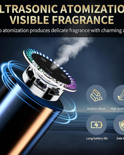 Smart Car Air Freshener Diffuser, Car Essential Diffuser with Starry Sky Projection, Auto On/Off, 3 Mode Adjustable Rechargeable Aroma Diffusers, Design for Bedroom, Office, Restrooms