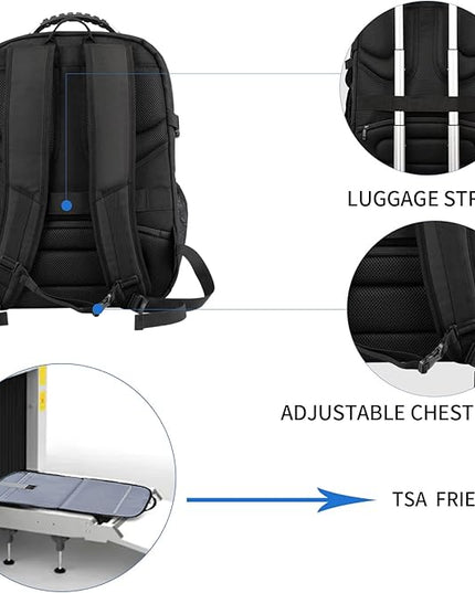 KROSER Travel Laptop Backpack 18.4 inch XXXL Computer Backpack Stylish College Backpack with RFID Pockets USB Charging Port REFLECTIVE STRIPS Water-Repellent Daypack for Business/Men