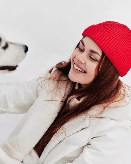 ROYBENS Wool Fisherman Beanie for Men Women, Knit Cuffed Fleece Lined Beanies Winter Warm Hat Skull Cap Unisex