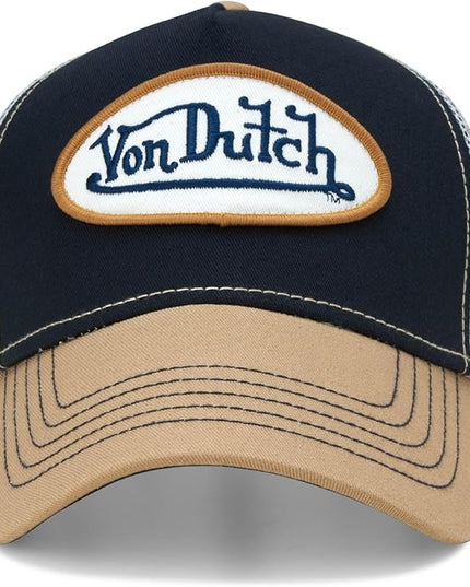 Von Dutch Unisex Trucker Hat - Curved Bill Mesh Back Retro Classic Adjustable Snapback Baseball Cap for Men and Women