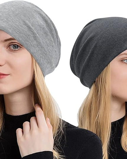 Senker Fashion Slouchy Beanie Hats for Women Men, Chemo Headwear Cotton Beanies Soft Lightweight Chemo Skull Cap Elastic