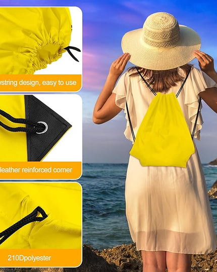 KUUQA 25Pcs Yellow Drawstring Bags - String Backpacks for Gym, Sport, Traveling